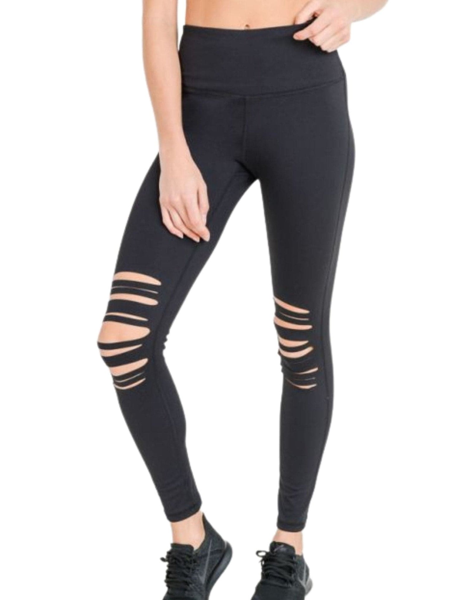 Highwaist Shredded Knee Leggings by Sweetees