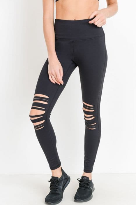 Highwaist Shredded Knee Leggings by Sweetees
