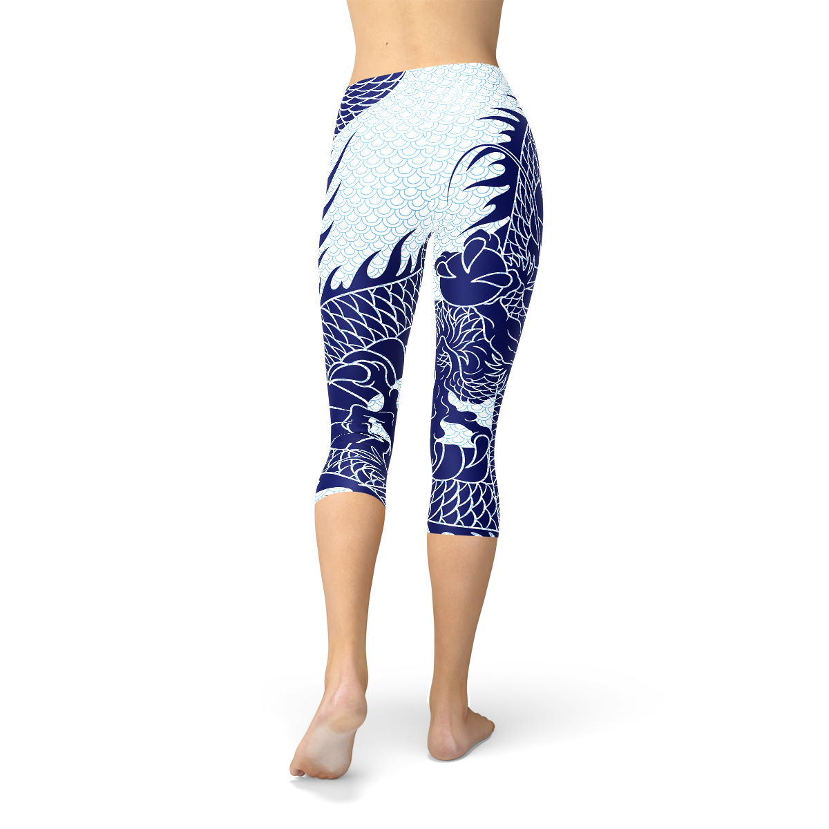 Leggings capri con diseño de dragón japonés para mujer
