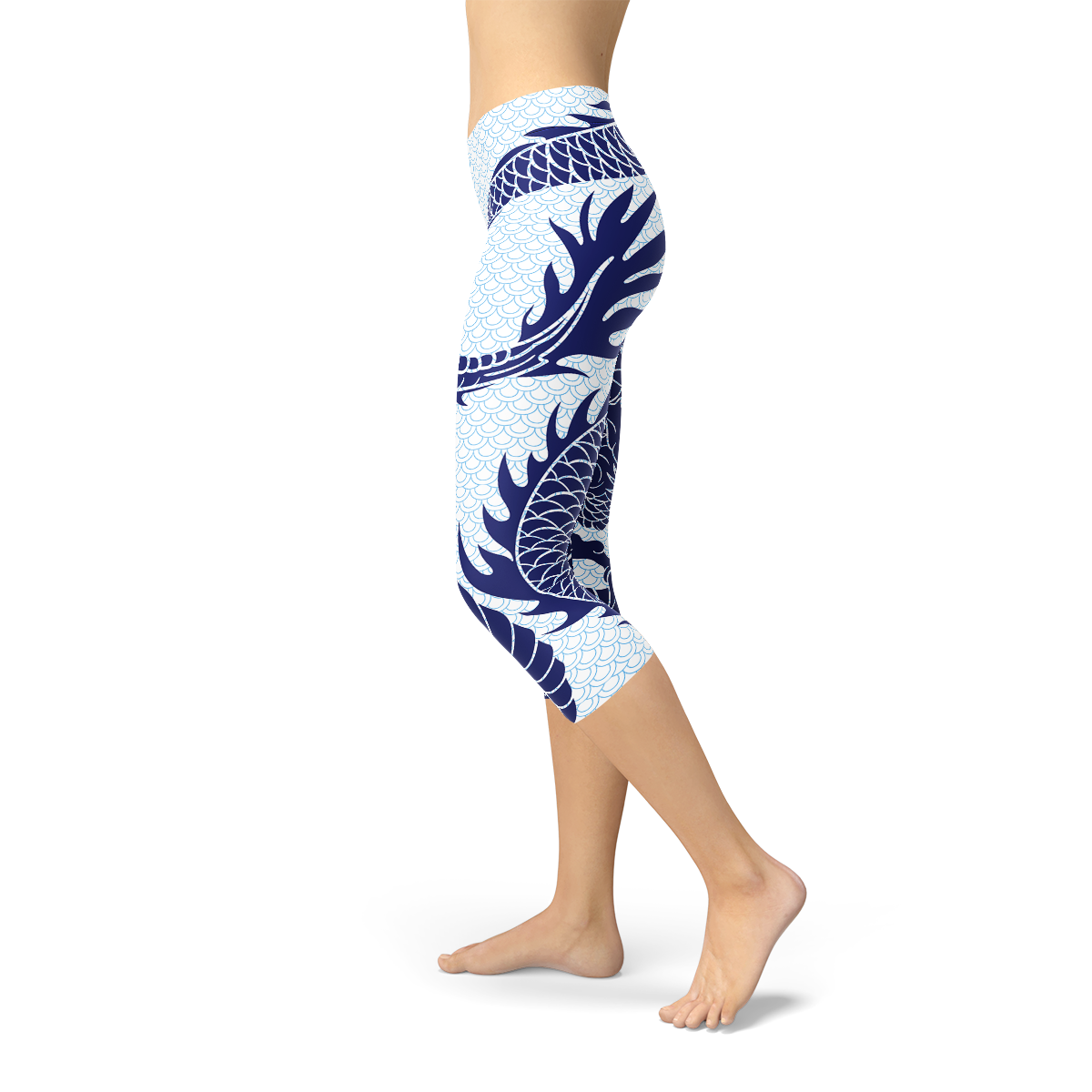 Leggings capri con diseño de dragón japonés para mujer