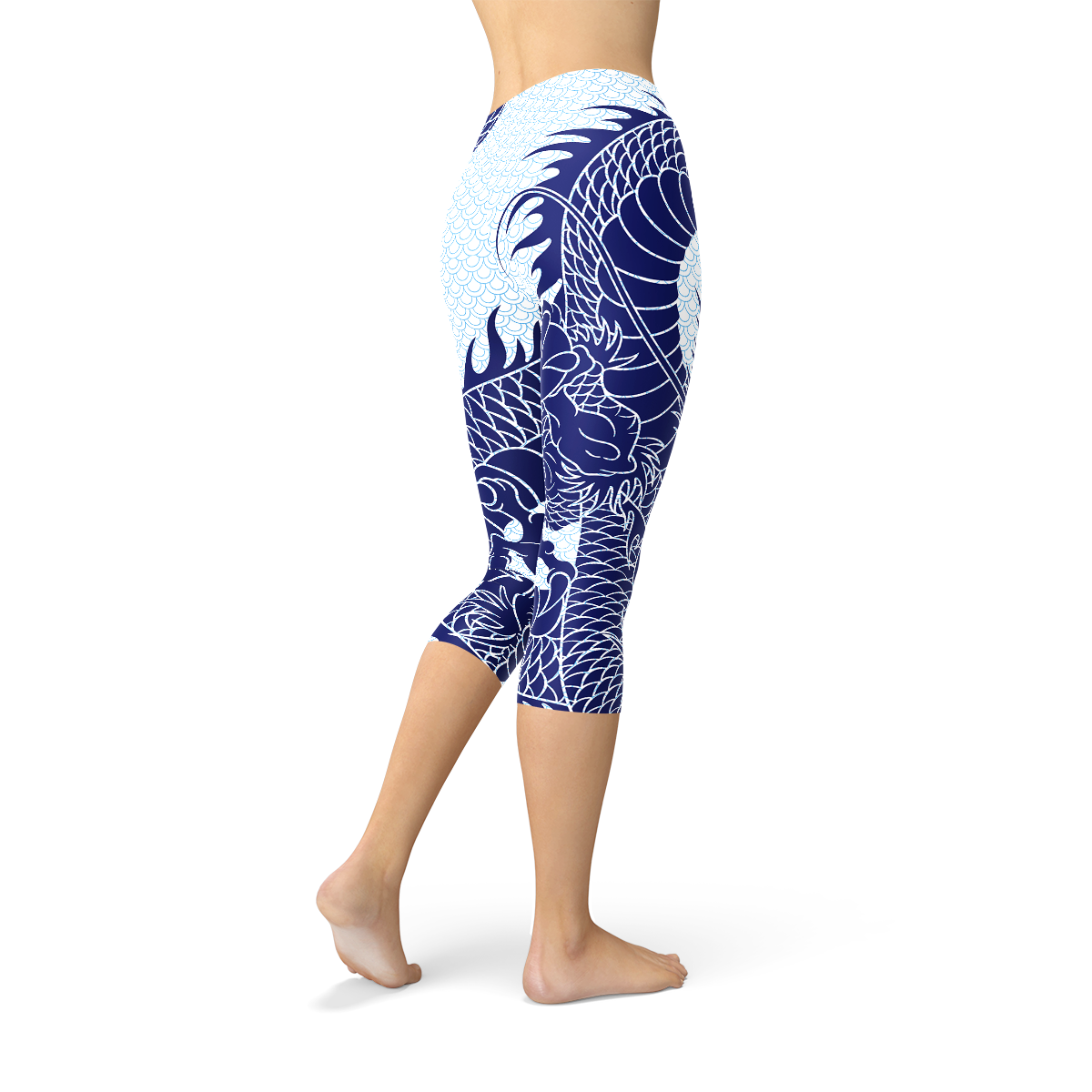 Leggings capri con diseño de dragón japonés para mujer