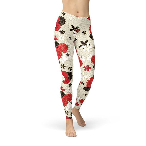 Cherry Blossom full-length leggings featured in a full-length versus capri styling guide