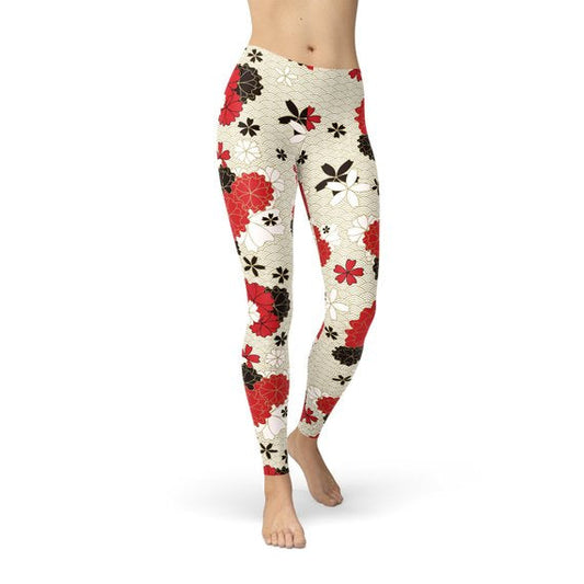 Cherry Blossom full-length leggings featured in a full-length versus capri styling guide
