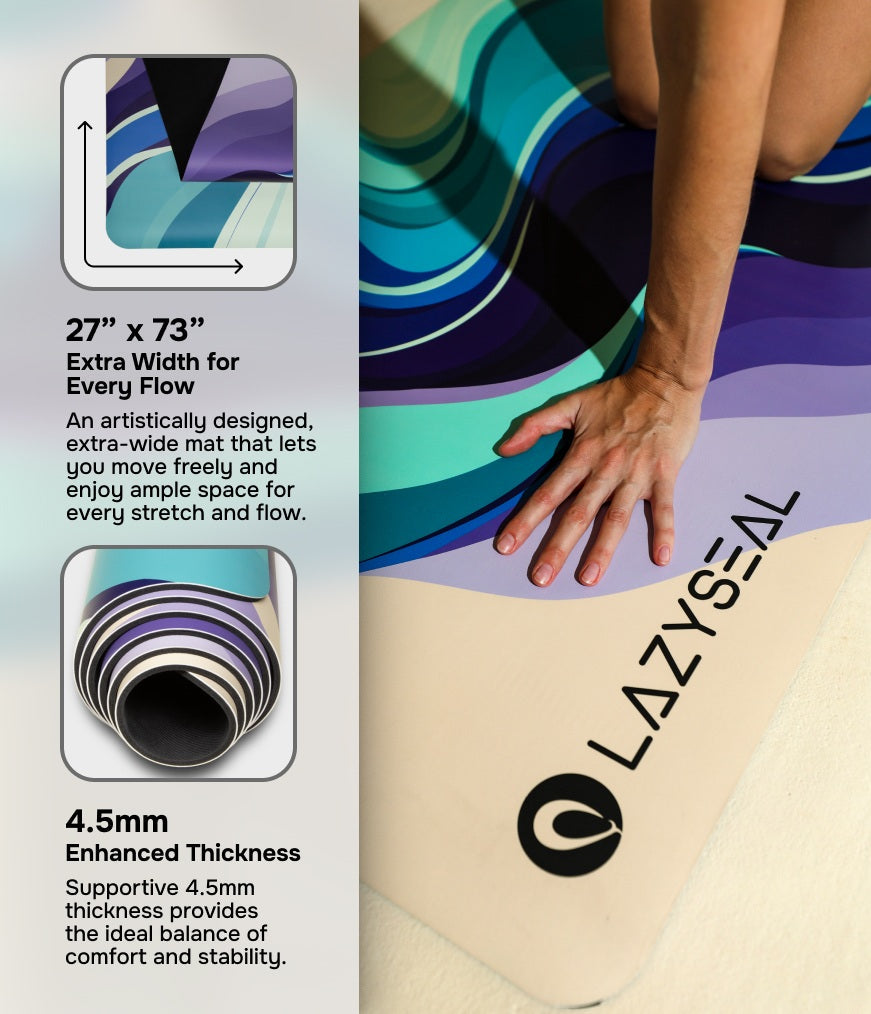 TeacherPro Designer Yoga Mat 4.5mm | Ocean Waves by Lazy Seal