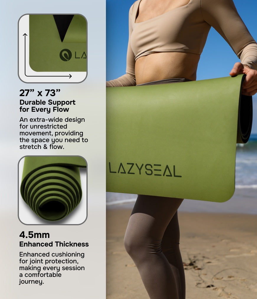 Performance Pro Extra Grip Yoga Mat 4.5mm | Forest Green by Lazy Seal