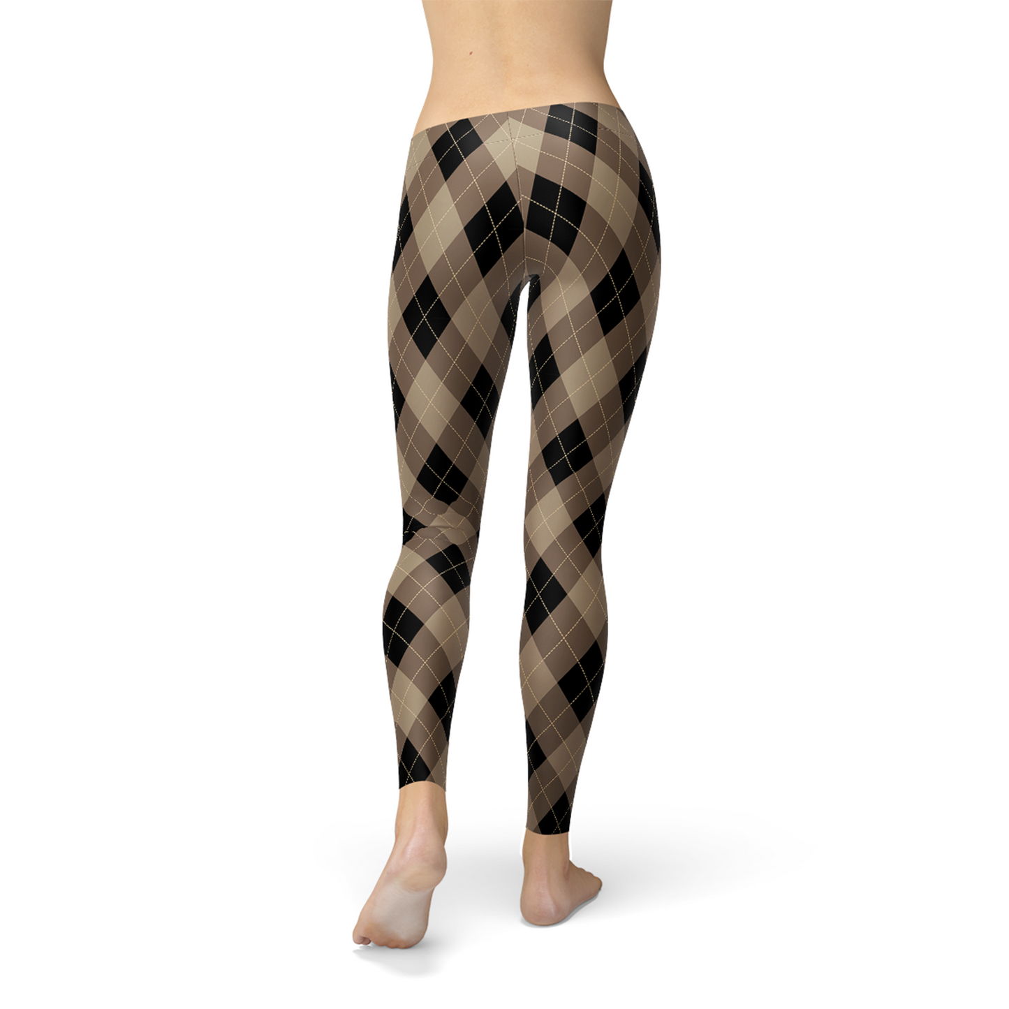 Leggings de rombos beige y marrón para mujer