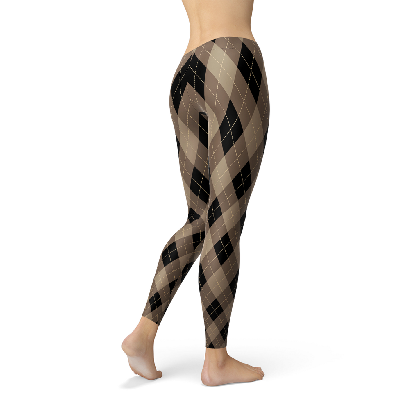 Leggings de rombos beige y marrón para mujer