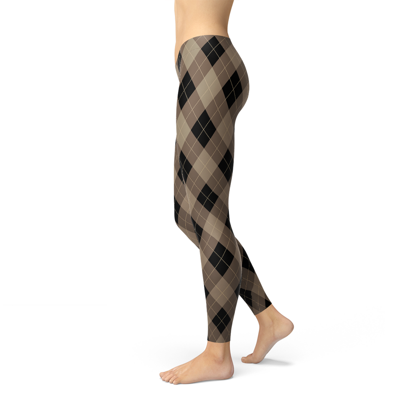 Leggings de rombos beige y marrón para mujer