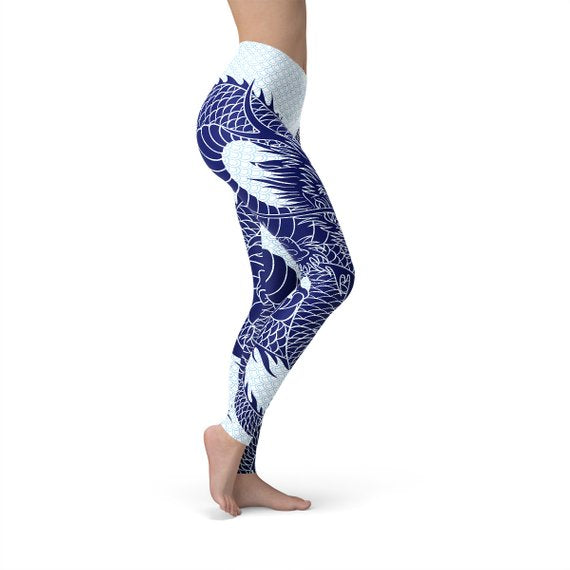 Leggings de dragón japonés para mujer